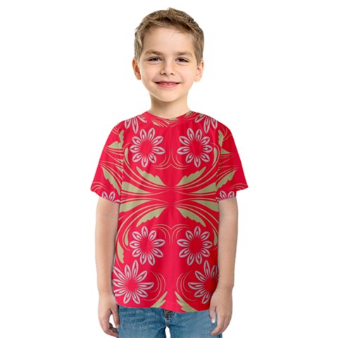 Folk Flowers Print Floral Pattern Ethnic Art Kids  Sport Mesh Tee by Eskimos