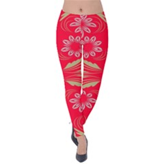 Folk Flowers Print Floral Pattern Ethnic Art Velvet Leggings