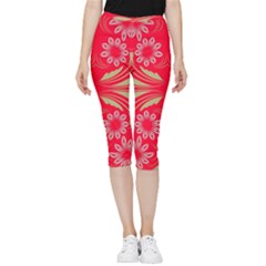 Folk Flowers Print Floral Pattern Ethnic Art Inside Out Lightweight Velour Capri Leggings  by Eskimos