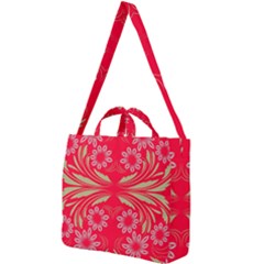 Folk Flowers Print Floral Pattern Ethnic Art Square Shoulder Tote Bag by Eskimos