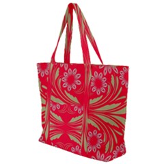 Folk Flowers Print Floral Pattern Ethnic Art Zip Up Canvas Bag by Eskimos