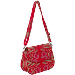 Folk Flowers Print Floral Pattern Ethnic Art Saddle Handbag by Eskimos