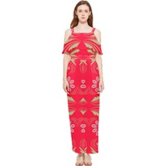 Folk Flowers Print Floral Pattern Ethnic Art Draped Sleeveless Chiffon Jumpsuit by Eskimos