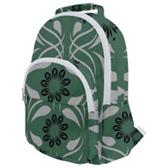 Folk Flowers Print Floral Pattern Ethnic Art Rounded Multi Pocket Backpack by Eskimos