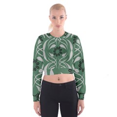 Folk Flowers Print Floral Pattern Ethnic Art Cropped Sweatshirt by Eskimos