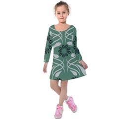 Folk Flowers Print Floral Pattern Ethnic Art Kids  Long Sleeve Velvet Dress by Eskimos