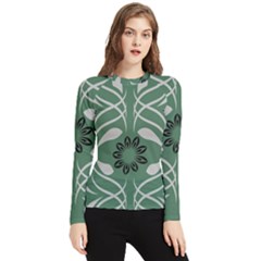 Folk Flowers Print Floral Pattern Ethnic Art Women s Long Sleeve Rash Guard by Eskimos