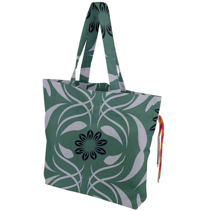 Folk flowers print Floral pattern Ethnic art Drawstring Tote Bag