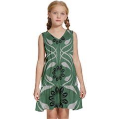 Folk Flowers Print Floral Pattern Ethnic Art Kids  Sleeveless Tiered Mini Dress by Eskimos