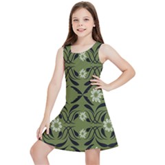 Folk Flowers Print Floral Pattern Ethnic Art Kids  Lightweight Sleeveless Dress by Eskimos