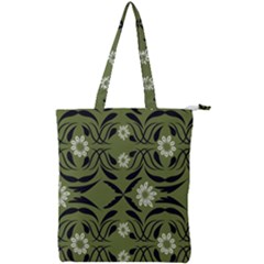 Folk Flowers Print Floral Pattern Ethnic Art Double Zip Up Tote Bag by Eskimos