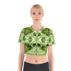 Folk Flowers Print Floral Pattern Ethnic Art Cotton Crop Top by Eskimos