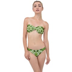 Folk Flowers Print Floral Pattern Ethnic Art Classic Bandeau Bikini Set by Eskimos