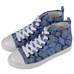 Folk Flowers Print Floral Pattern Ethnic Art Women s Mid-top Canvas Sneakers by Eskimos