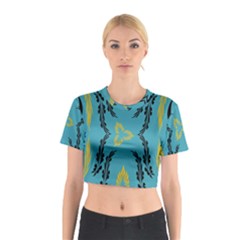 Folk Flowers Print Floral Pattern Ethnic Art Cotton Crop Top by Eskimos