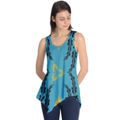 Folk Flowers Print Floral Pattern Ethnic Art Sleeveless Tunic by Eskimos