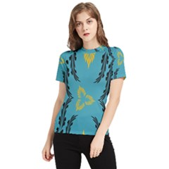 Folk Flowers Print Floral Pattern Ethnic Art Women s Short Sleeve Rash Guard by Eskimos