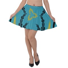 Folk Flowers Print Floral Pattern Ethnic Art Velvet Skater Skirt by Eskimos