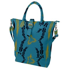 Folk Flowers Print Floral Pattern Ethnic Art Buckle Top Tote Bag by Eskimos