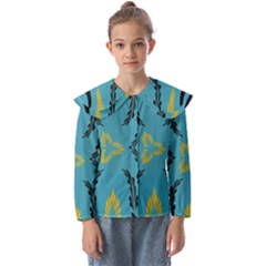 Folk Flowers Print Floral Pattern Ethnic Art Kids  Peter Pan Collar Blouse