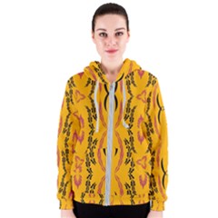 Folk Flowers Print Floral Pattern Ethnic Art Women s Zipper Hoodie by Eskimos