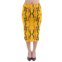 Folk Flowers Print Floral Pattern Ethnic Art Midi Pencil Skirt by Eskimos