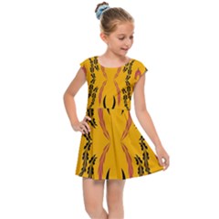 Folk Flowers Print Floral Pattern Ethnic Art Kids  Cap Sleeve Dress by Eskimos