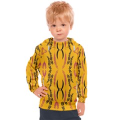 Folk Flowers Print Floral Pattern Ethnic Art Kids  Hooded Pullover by Eskimos