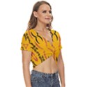 Folk flowers print Floral pattern Ethnic art Twist Front Crop Top View3