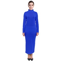 Blue Plain  Turtleneck Maxi Dress