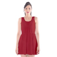 Red Plain Scoop Neck Skater Dress