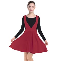 Red Plain Plunge Pinafore Dress