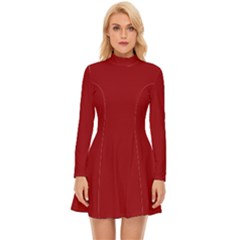 Red Plain Long Sleeve Velour Longline Dress