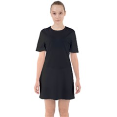 Black Plain Sixties Short Sleeve Mini Dress by FunDressesShop