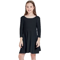 Black Plain Kids  Quarter Sleeve Skater Dress by FunDressesShop