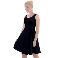 Black Plain Knee Length Skater Dress by FunDressesShop