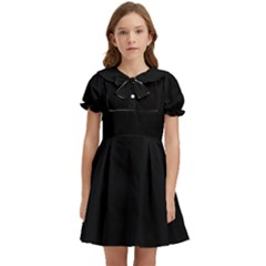 Black Plain Kids  Bow Tie Puff Sleeve Dress by FunDressesShop