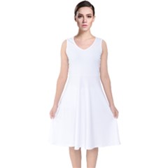 White Plain V-neck Midi Sleeveless Dress  by FunDressesShop