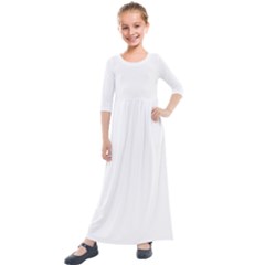 White Plain Kids  Quarter Sleeve Maxi Dress by FunDressesShop