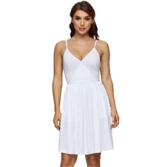 White Plain V-neck Pocket Summer Dress 