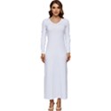 White plain Long Sleeve Velour Longline Maxi Dress View1