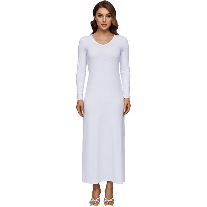 White plain Long Sleeve Velour Longline Maxi Dress