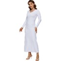 White plain Long Sleeve Velour Longline Maxi Dress View2