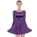 Purple plain Long Sleeve Skater Dress View1