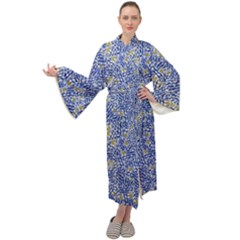 Uruguay Flag Motif Pattern Maxi Velour Kimono by dflcprintsclothing