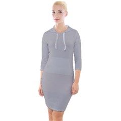 Gray Plain Quarter Sleeve Hood Bodycon Dress by FunDressesShop