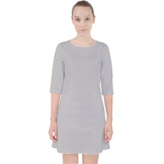 Gray Plain Quarter Sleeve Pocket Dress by FunDressesShop