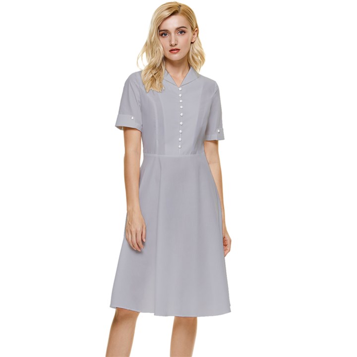 Gray plain Button Top Knee Length Dress