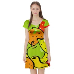 Fruit Food Wallpaper Short Sleeve Skater Dress by Dutashop