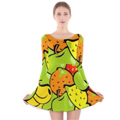 Fruit Food Wallpaper Long Sleeve Velvet Skater Dress